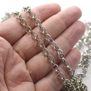 5 x 6 mm , Rhodium Plated Link Round Chain - NF0419