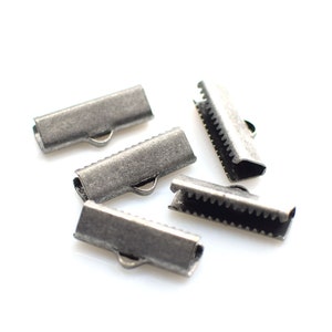Antique Silver  Ribbon Crimps -  Ribbon Crimp  -  6 x 19 mm