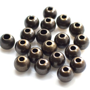 8 mm ,  Antique Brass  Round Solid  Ball Beads - Hole 3 mm