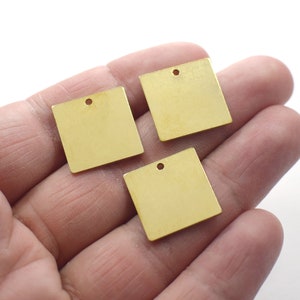 1 x 18 x 18 mm , Raw Brass  Square Shape Stamping Blanks  - 1 Hole