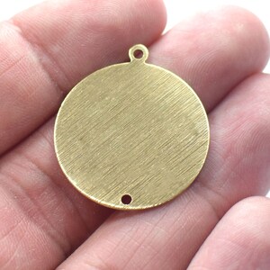 0.8 x 25 x 28 mm ,  Raw Brass Textured  Round Findings  - 2 Hole