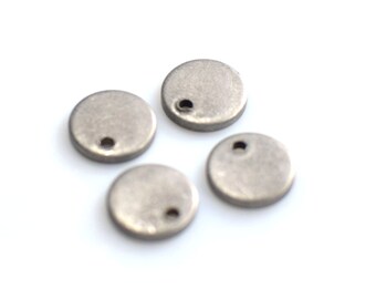 Antique Silver  Round Stamping Disc - Round  1 Hole   Findings ,  1.5  x 10 mm