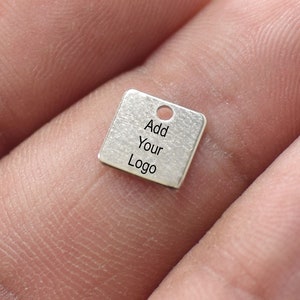 Custom Jewelry Logo Charms -Personalized Logo Charms -Jewelry Tag Charms - 0.5 x 7 x 7 mm - Square Jewelry Label Findings