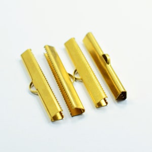 Raw Brass Ribbon Crimps -  Ribbon Crimp  -  6 x 40 mm