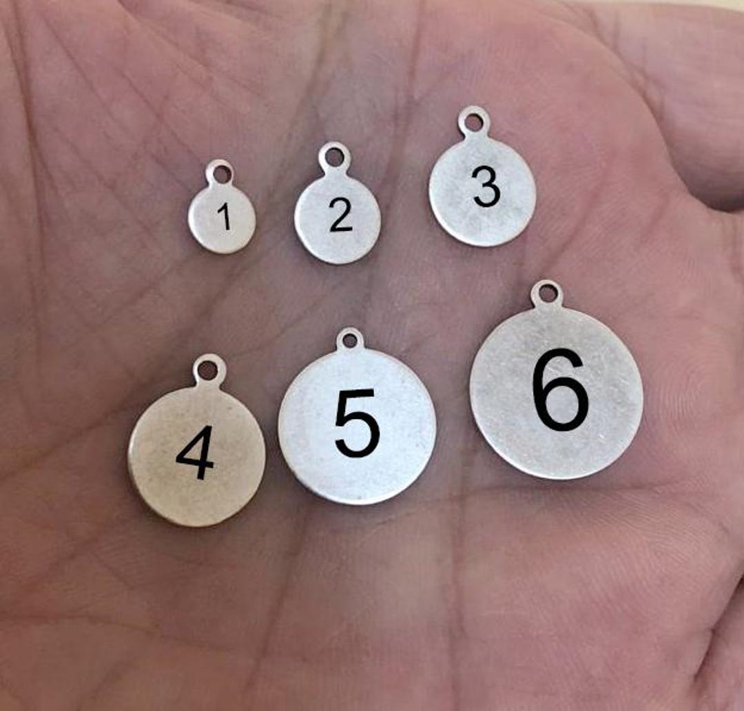 Custom Laser Round Number Engraved Tag , Antique Silver Jewelry ...