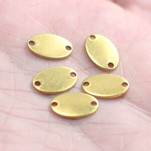 0.8 x 7 x 11 mm ,  Raw Brass Oval Findings - 2 Hole