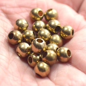 8 mm ,  Raw Brass Round Solid Ball Beads - Hole 3.2 mm