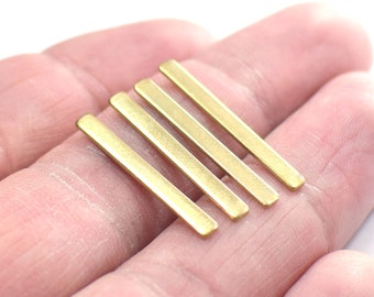 0.8 x 2.5 x 25  mm , Raw Brass ( No Hole ) Rectangle Stamping  Blanks  Findings