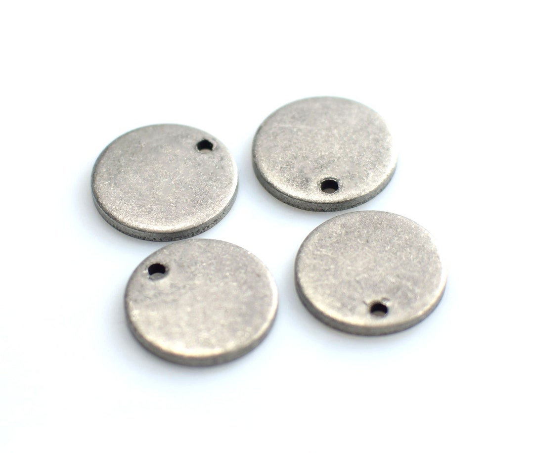 Antique Silver Round Stamping Disc - Round 1 Hole Findings , 1.5 X 14 ...