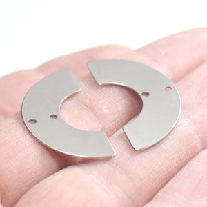 0.5 x 8 x 30 mm , Silver Tone Crescent Shape Charms -  2 Hole