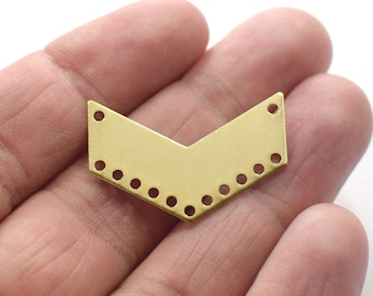 0.8 x 10 x 30 mm , Raw Brass Necklace Chevron Findings - Multi Hole
