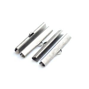 Antique Silver  Ribbon Crimps -  Ribbon Crimp  -  6 x 40 mm
