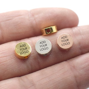 3 x 8 mm Solid Circle, Laser Engraved Beads, Laser Logo Beads, Customized Laser Logo Beads, Solid Mini Laser Logo Beads - Foro 2 mm