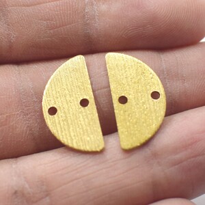 0.8 x 10 x 20 mm ,  Raw Brass Textured Semi Circle Charms  - 2 Hole