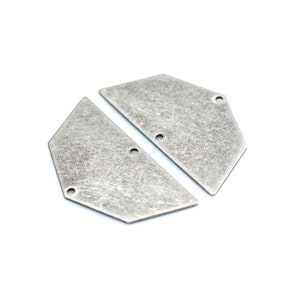 0.8 x 20 x 40 mm , Antique Silver  Semi Circle Pentagon  Charms  - 2 Hole