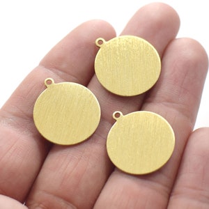 0.8 x 20 x 23 mm ,  Raw Brass Textured  Round Findings  - 1 Hole
