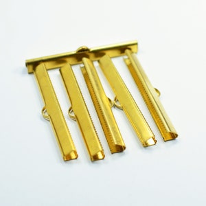 Raw Brass Ribbon Crimps -  Ribbon Crimp  -  6 x 50 mm