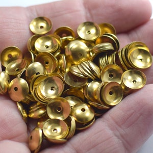 Raw Brass   Bead Caps - Round Bead Caps - 0.5 x 8 mm