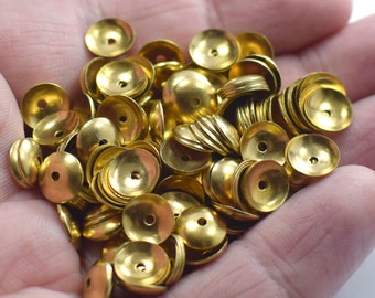 Raw Brass   Bead Caps - Round Bead Caps - 0.5 x 8 mm