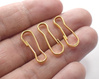 8 x 23 mm , 24K Shiny Gold Plated Lanyard Hooks Spring , Lanyard Clips , Snap Clip Hooks   - Wholesale