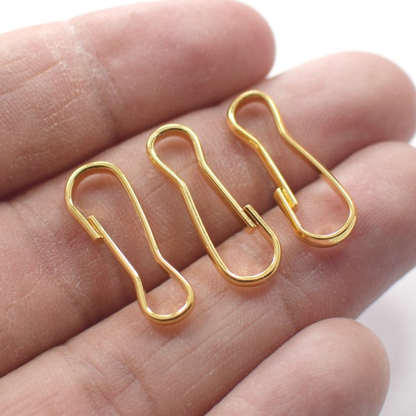 8 x 23 mm , 24K Shiny Gold Plated Lanyard Hooks Spring , Lanyard Clips , Snap Clip Hooks   - Wholesale