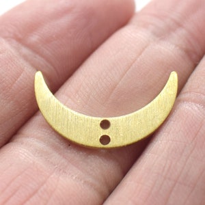 0.8 x 5 x 22 mm ,  Raw Brass Textured Crescent  Findings  - 2 Hole