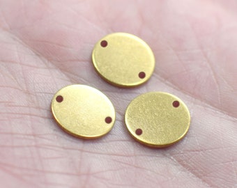 1 x 12 mm , Raw Brass Round Stamping Disc - Round  2 Hole  Findings