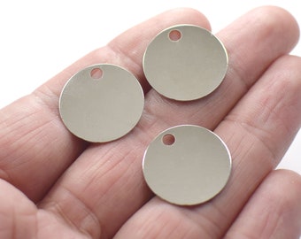 0.5 x 20 mm , Silver Tone Color Round Stamping Disc - Round Findings - 3 mm Hole