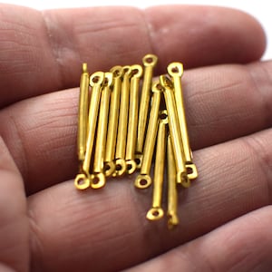 Raw Brass Solid Round Rod Findings  - 2 x 25 mm - 2 Hole