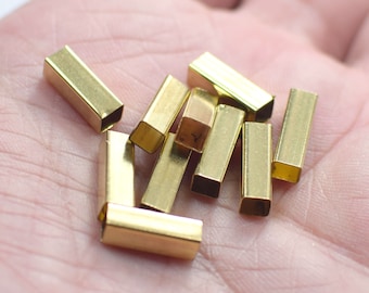 4 x 4 x 12 mm , Raw Brass Square Tube Findings - 3.8 mm Hole Square