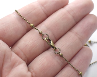 1.2 mm , Antique Brass  Finished Necklace  Ball Chain ( Big Ball 3 mm  )