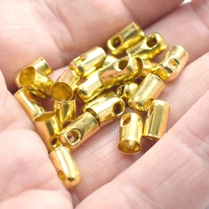 5 x 9 mm ,  Raw Brass Leather Cordon End Caps - İnner Hole 4.8 mm