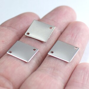 0.5 x 13 x 13 mm , Silver Tone  Square Shape  Charms - 2 Hole
