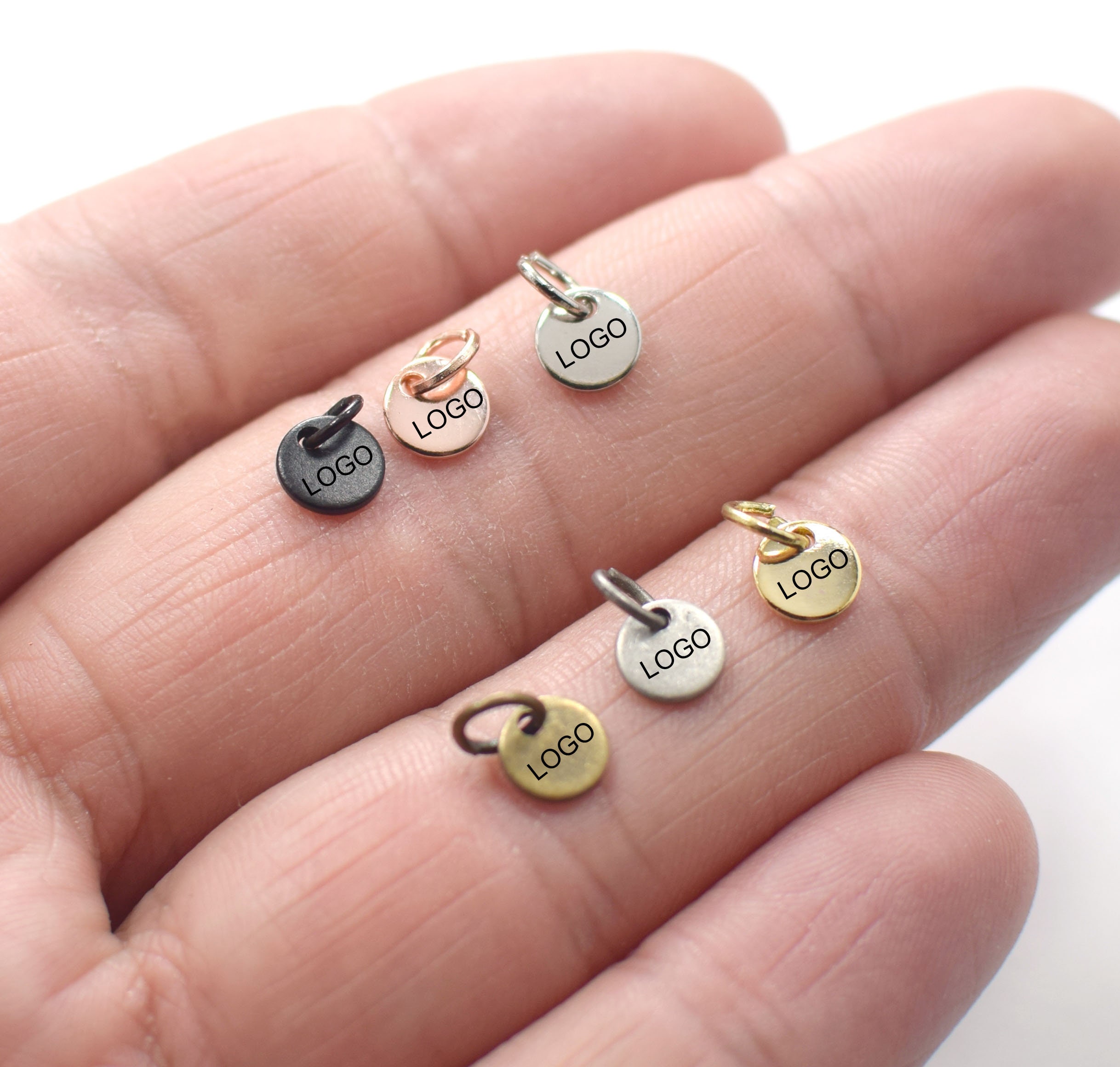 Custom Jewelry Logo Charms -Personalized Logo Charms -Jewelry Tag Charms - 0.8 x 6 mm - Jewelry Label Findings