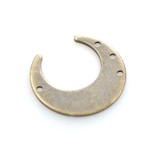 0.8 x 19 x 20 mm ,Antique Brass Crescent Shape Charms -  4 Hole