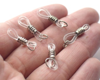 20  mm Transparent - Silver  Eyeglass Holders - 0.7 x 6 mm Jump Ring Plugged in - 19