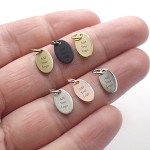 Custom Jewelry Logo Charms -Personalized Logo Charms -Jewelry Tag Charms - 0.8 x 7 x 11 mm Oval Jewelry Logo Charms-Jewelry Label Findings