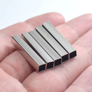5 x 5 x 30 mm , Silver Tone  Square Tube Findings - 4.7 mm Hole Square