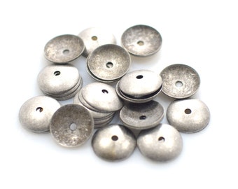Antique Silver Tone Bead Caps - Round Bead Caps - 0.5 x 10 mm