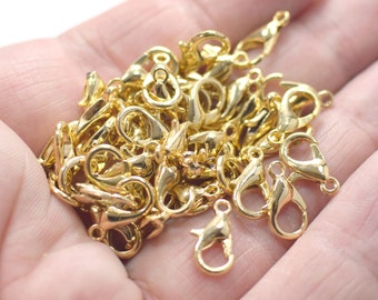 6 x 12 mm , 24K Shiny Gold Plated Lobster Clasps - 2