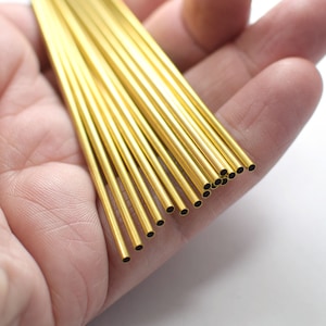 2 x 100 mm , Raw Brass Flat Tube Findings - 1.8 mm Hole