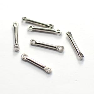2 x 15 mm , Silver Tone  Solid Round Rod Findings  - 2 Hole