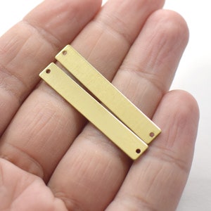 0.8 x 6 x 40  mm , Raw Brass  Rectangle Stamping Blanks Charms - 2 Hole