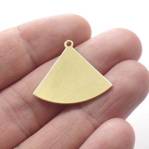 Raw Brass Fan Charms - 0.8 x 23 x 26 mm