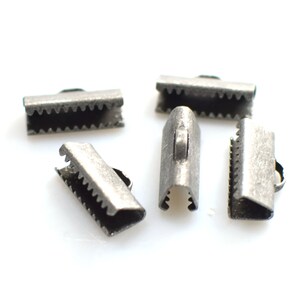 Antique Silver  Ribbon Crimps -  Ribbon Crimp  -  6 x 14 mm