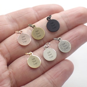 Custom Jewelry Logo Charms -Personalized Logo Charms -Jewelry Tag Charms - 0.8 x 10 mm - Jewelry Label Findings