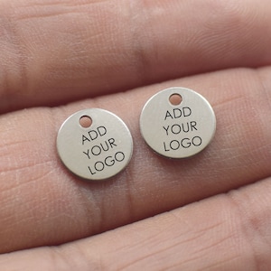 Stainless Steel Custom Jewelry Logo Charms -Personalized Logo Charms -Jewelry Tag Charms - 0.8 x 10 mm - Jewelry Label Findings