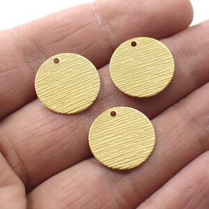 0.5 x 16  mm ,  Raw Brass Textured  Round Findings  - 1 Hole