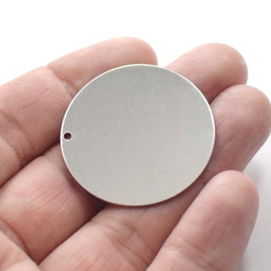 0.7 x 35 mm , Stainless Steel Round Stamping Blanks Findings  - 1 Hole