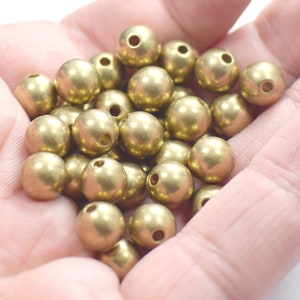 8 mm ,  Raw Brass Round Solid Ball Beads - Hole 2.2 mm